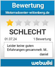 Bewertungen zu motorradcenter-wittenberg.de