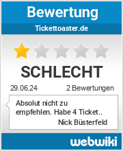 Bewertungen zu tickettoaster.de
