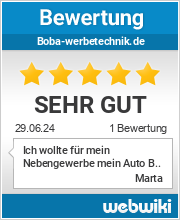 Bewertungen zu boba-werbetechnik.de