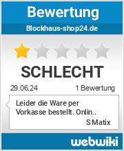Bewertungen zu blockhaus-shop24.de