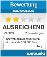 Bewertungen zu bonuscounter.de