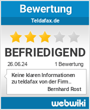 Bewertungen zu teldafax.de