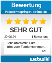 Bewertungen zu fallschirmspringen-airtime.de