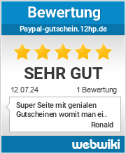 Bewertungen zu paypal-gutschein.12hp.de