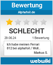 Bewertungen zu alphafoil.de
