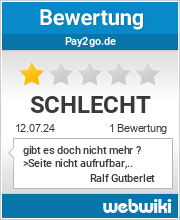 Bewertungen zu pay2go.de